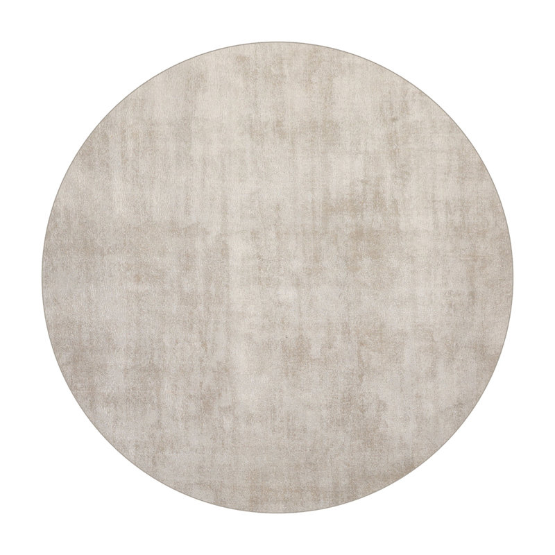 Tapis gris en laine touffeté à la main texturé gris de Nouvelle-Zélande, Rond 6 pi