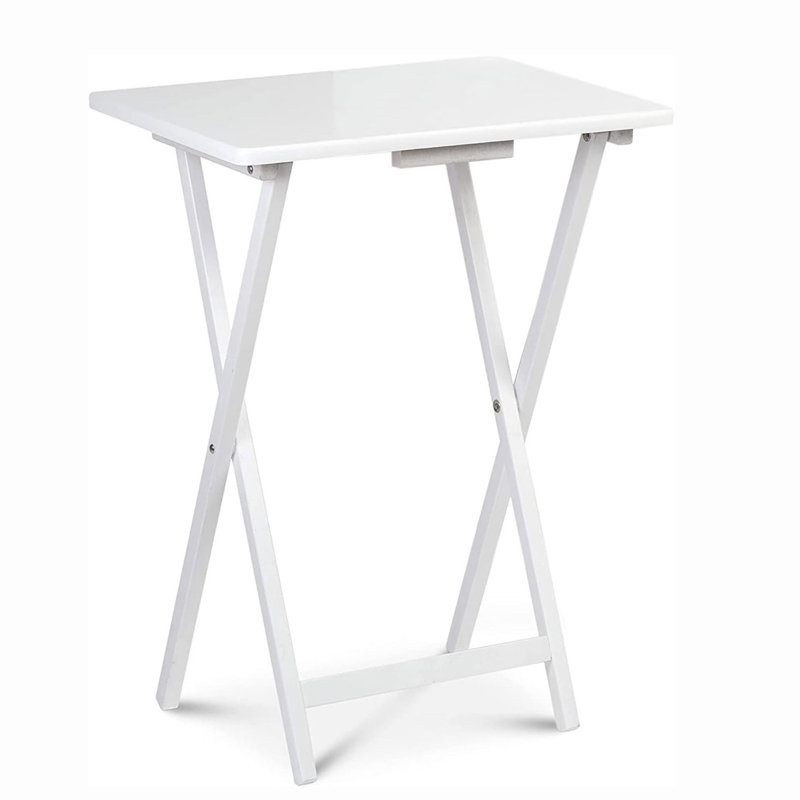 Rectangle Folding Portable  Snack Serving Tray Table, 2 Piece Set, White