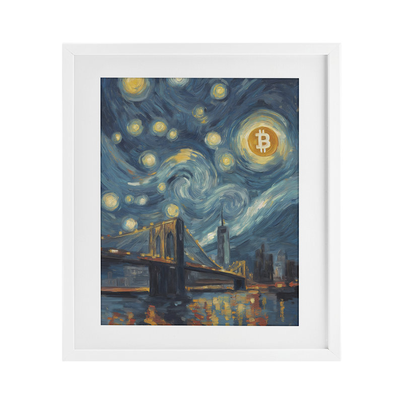 Iconic Blockchain Moonlight, reproduction sous verre encadrée, design par Svetlana Aleynikova, H 21 po x l 17 po