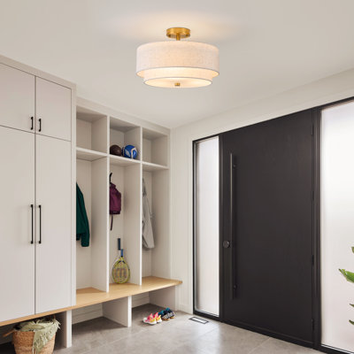 Double Drum Gold Flush Mount Ceiling Light for Bedroom Living Room Kitchen Dining Room