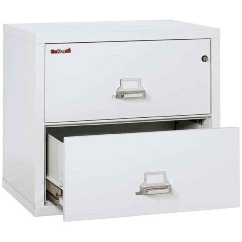 Fireproof 31.1875'' Wide 2 -Drawer Steel File Cabinet, Key Lock, 31.1875"W, Platinum