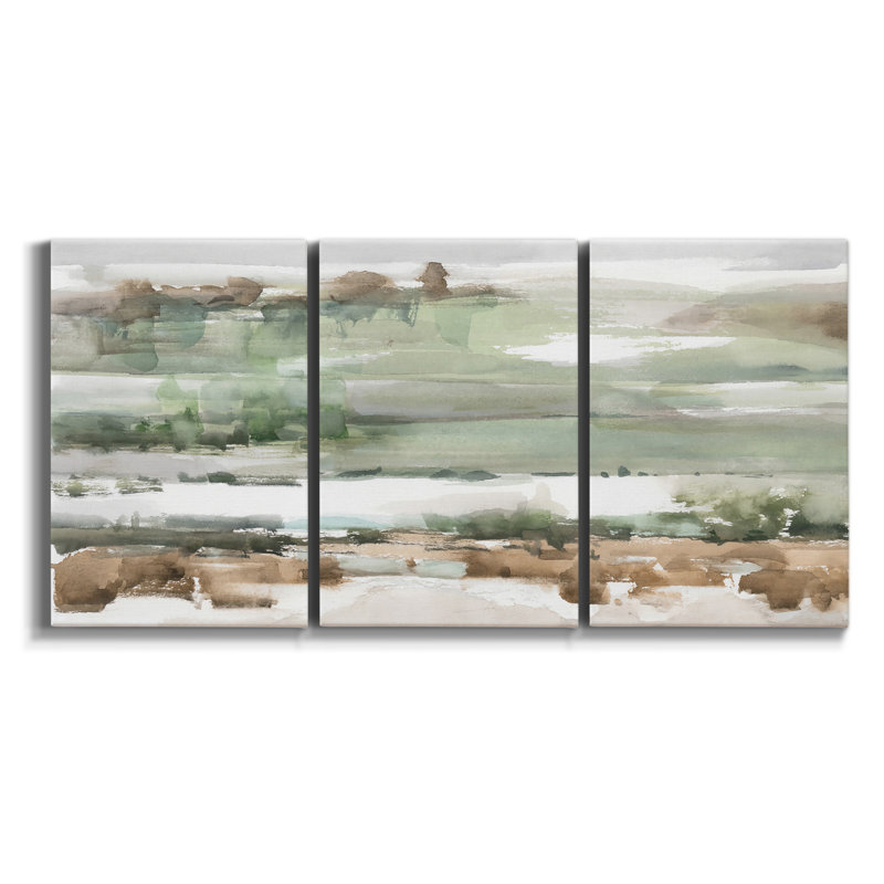 Ensemble de 3 pièces encadrées sur toile cristal bleu, H 48 po x l 96 po x P 2 po