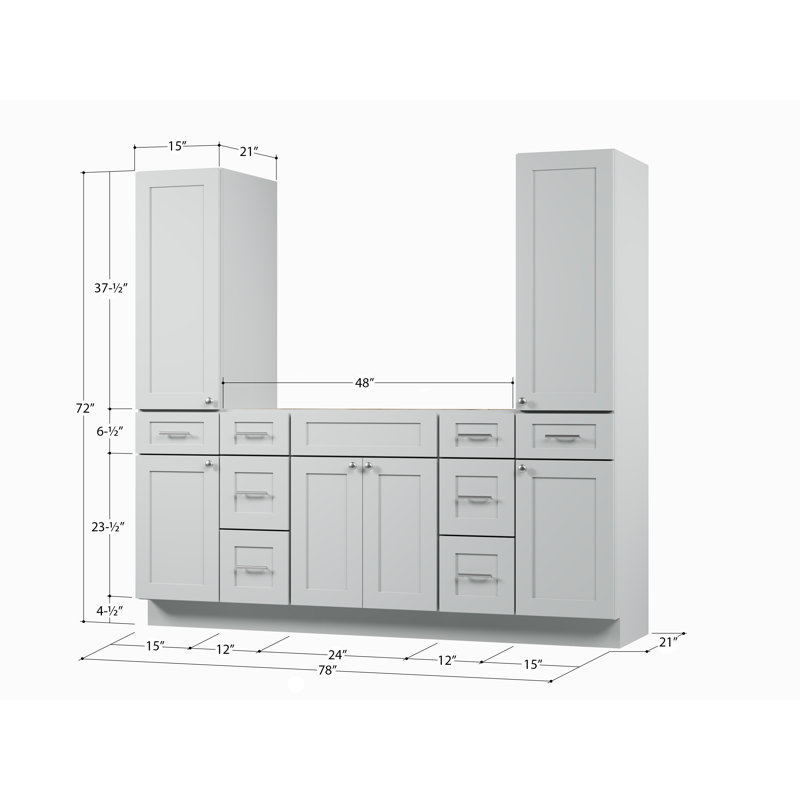 Meuble-lavabo simple 78 po Disar, Gris