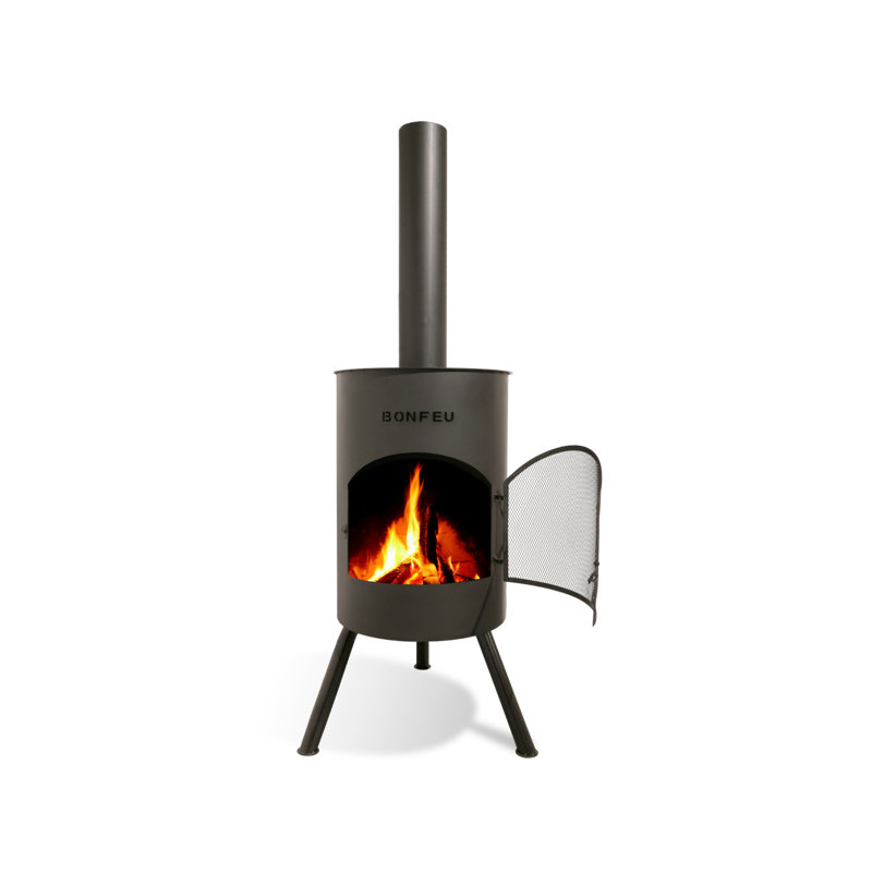 Triangle Steel Chimnea, 145cm H x 40cm W x 40cm D, Black