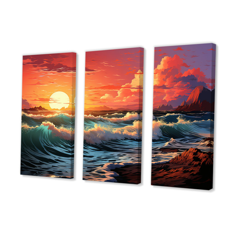 «Rainbow Beach Sunset», ensemble d'art mural océan, H 28 po x l 36 po x P 1 po