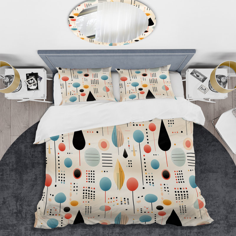 Pastel Scandinavian Geometric Shapes I - Ensemble de housse de couette géométrique