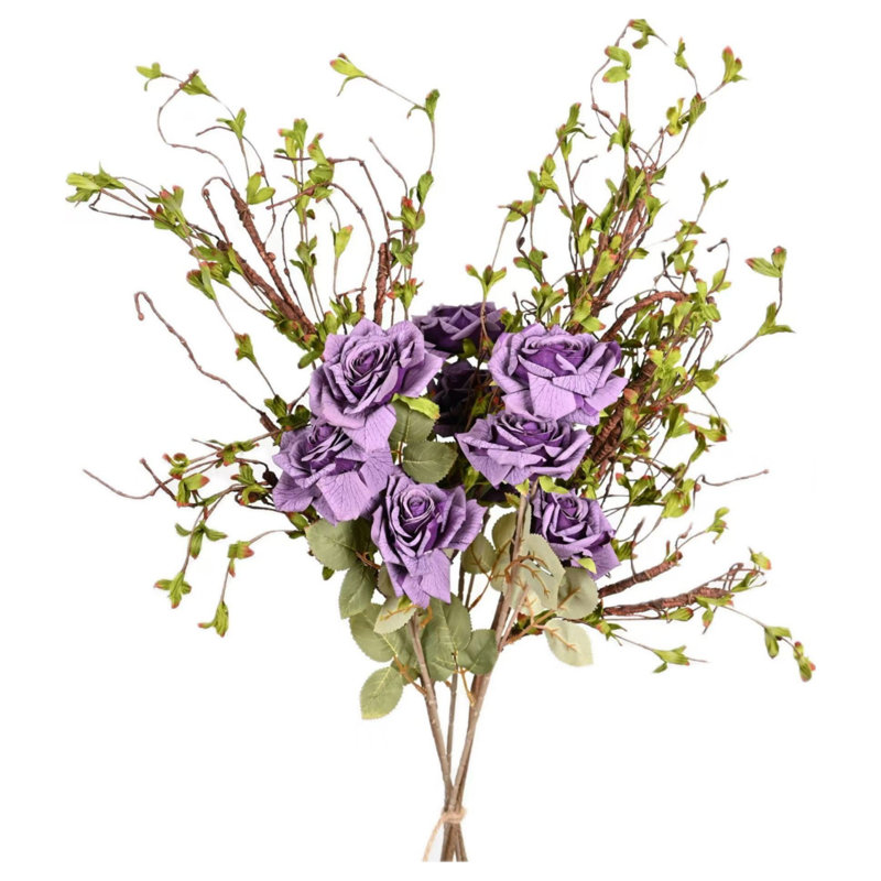 Farmhouse Artificial Peony Floral Arrangements For Vase Filler, Mixed Twig Leaves Stems Bulk Bouquets, Faux Flower For Home Decoration Table Centerpiece