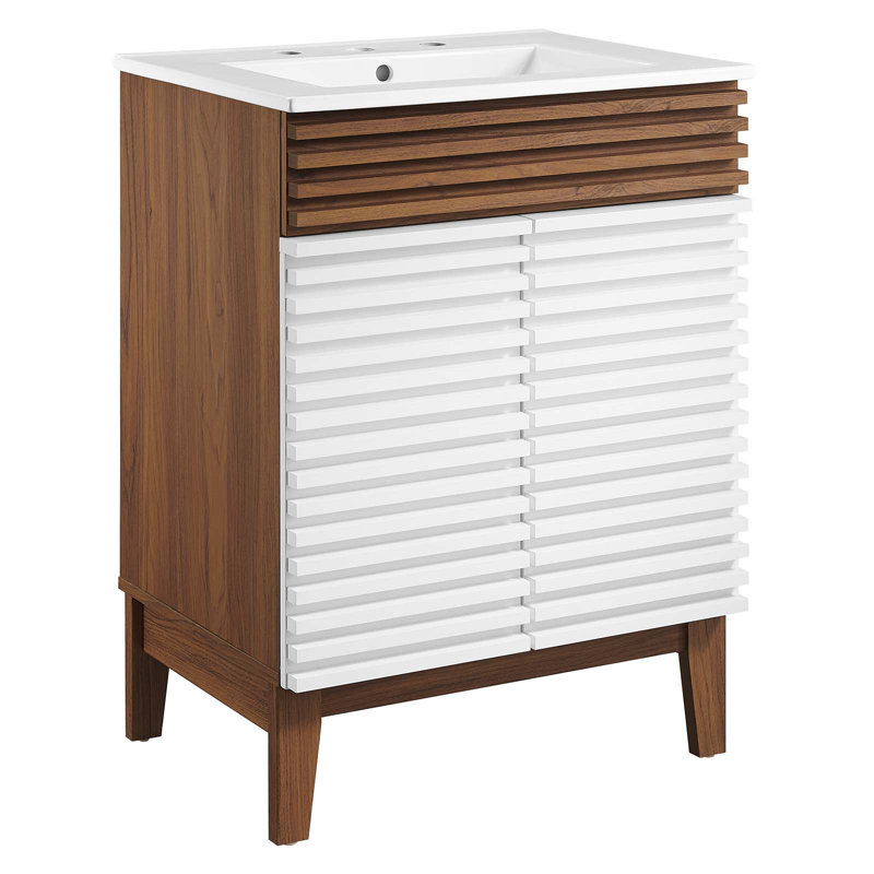 Meuble-lavabo Render de Modway, Blanc / Noyer
