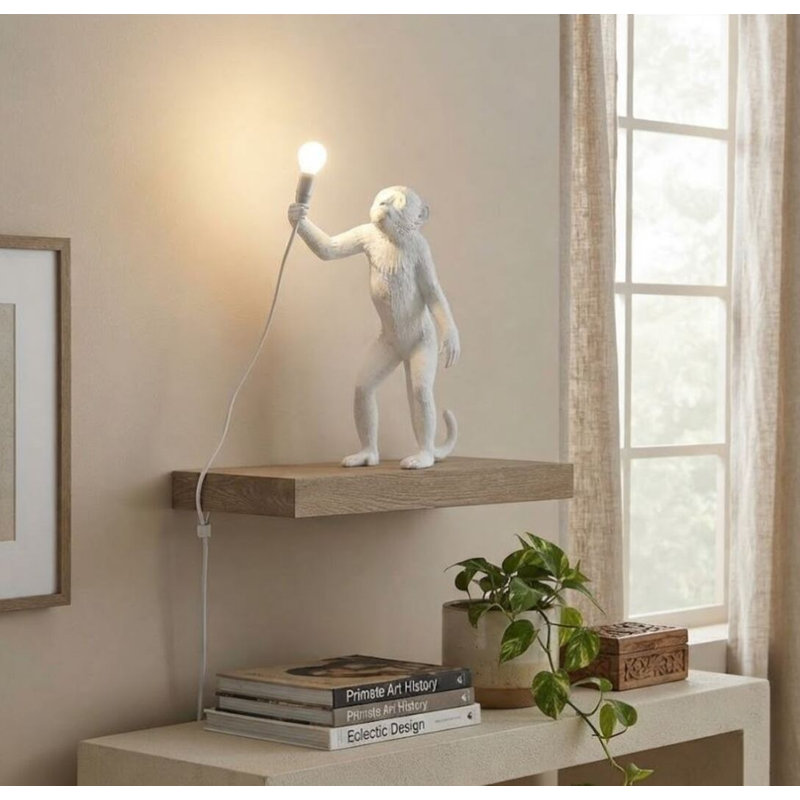 Luna Table Lamp, White, White