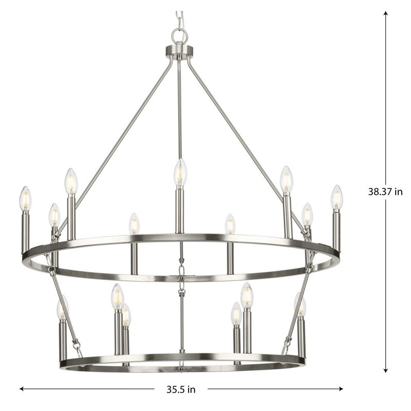 Gilliam 35.5" Brushed Nickel 15-Light Circular Chandelier