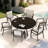 All - Weather Outdoor Round Coffee Table For 4 6, Black Steel With Umbrella Hole, Modern Style Deck And Poolside Dining 6 People, Design Lawn-356554442