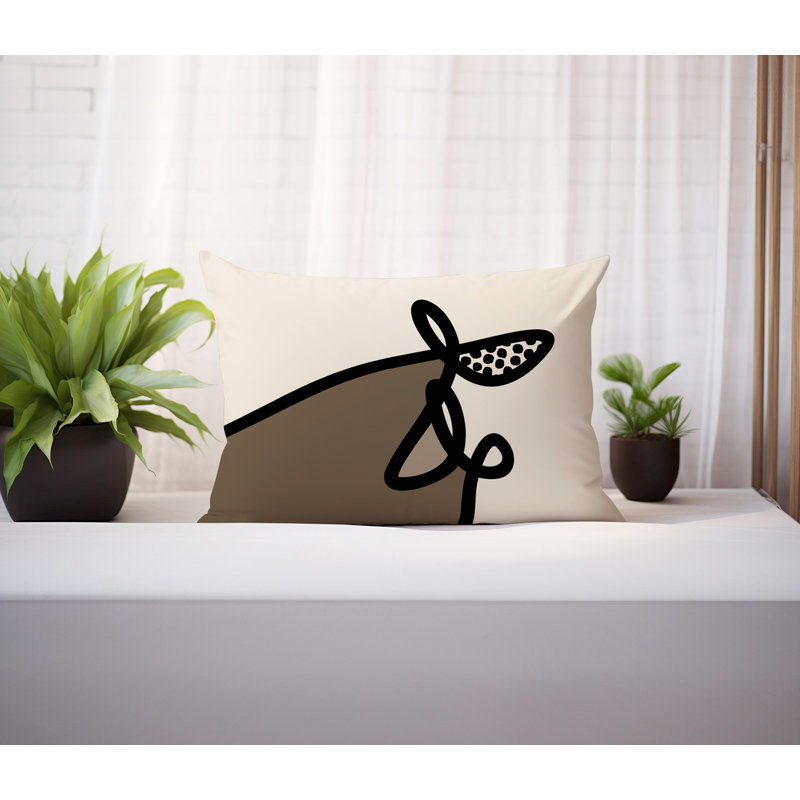 Coussin lombaire réversible intérieur / extérieur Jai Abstract, H 14 po x l 20 po, Beige