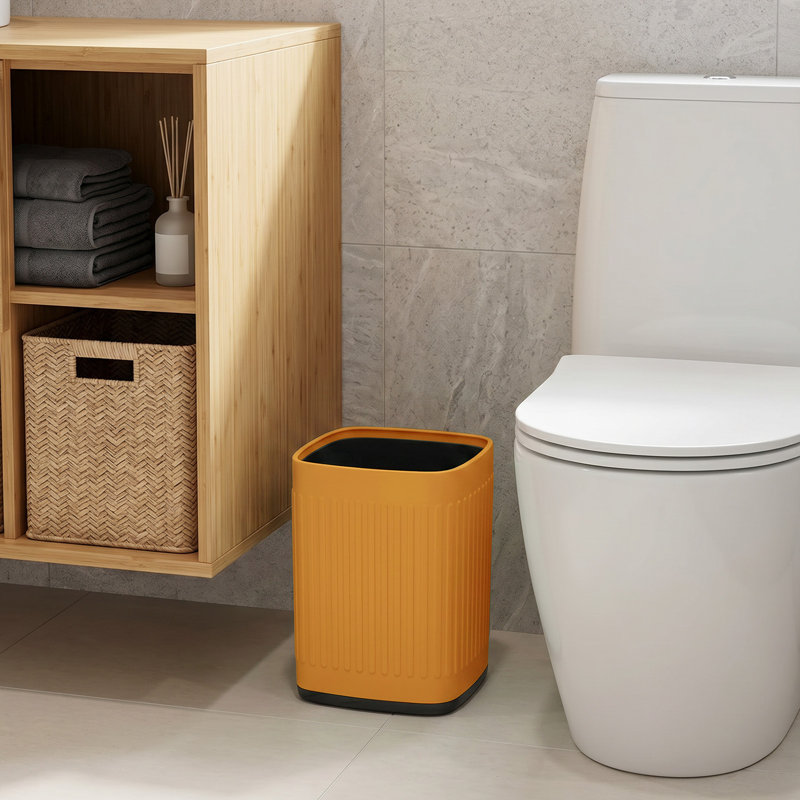 Poubelle de cuisine en métal de 6,8 litres (1,8 gallon) – Étanche, petite poubelle décorative pour salle de bain, bureau, chambre – Orange