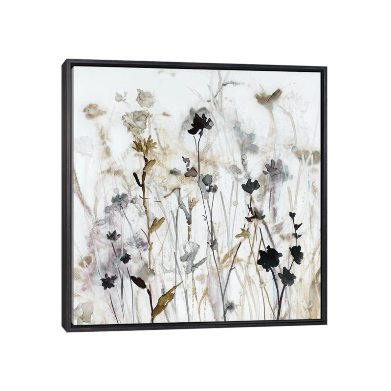 «Wildflower Mist I» par Carol Robinson, reproduction d'art, H 37 po x l 37 po x P 1,5 po, Toile avec cadre noir patiné