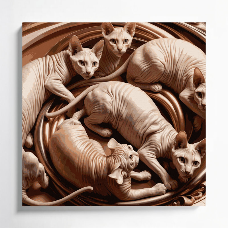 «Cats Don Sphynx», art mural sur toile brune, H 12 po x l 12 po