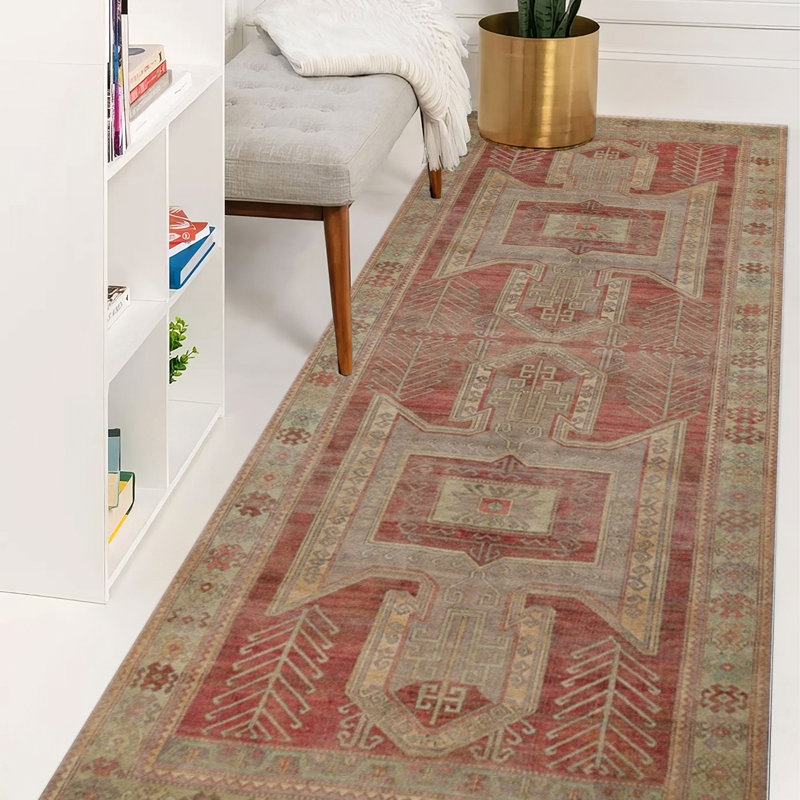 Chic Non-Woven Soft Type Printed Rug Featuring an Intricate Floral Pattern in Warm Earth Tones for a Refined Touch in Any Home Decor Setting