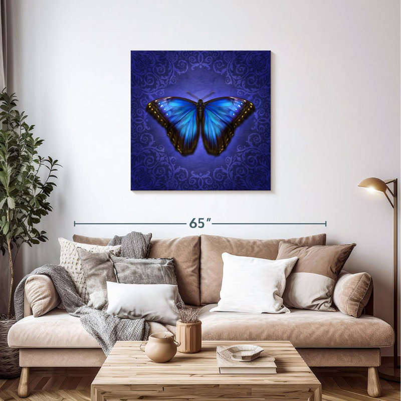 Brampt Glowing Blue Morpho Butterfly, 36" H x 36" W