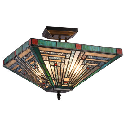 Plafonnier semi-encastré géométrique 14 po 2 lumières unique Anguiano