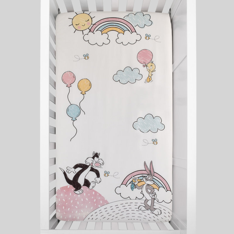 Drap-housse pour lit de bébé Looney Tunes Best Buds