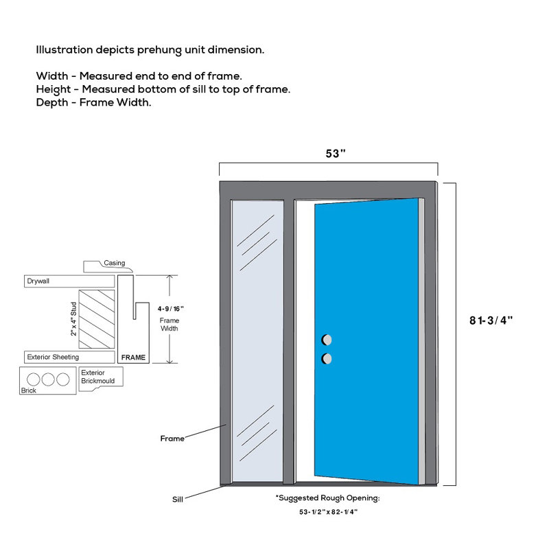 Spotlight 53'' x 81.75'' Glass Fiberglass Front Entry Door