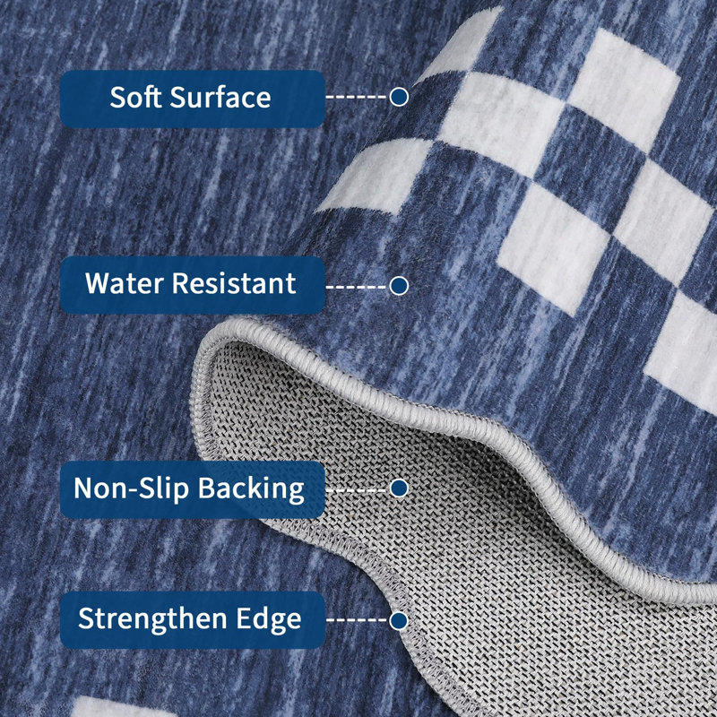 Rectangle Striped Area Rug, Blue, 120*170cm
