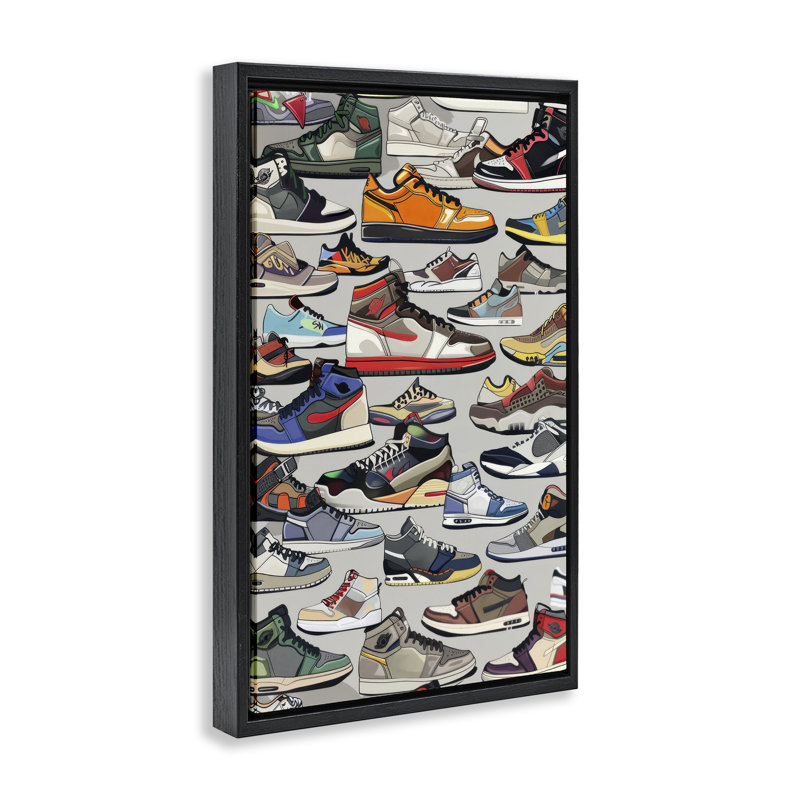 Cadre flottant Shoe Time Urban Styles, design par Ray Powers, Cadre flottant noir de jais, H 25 po x l 17 po