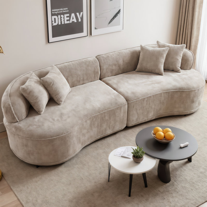 Canapé-lit modulaire incurvé en forme de L avec support à ressorts ensachés, canapé de luxe sans assemblage pour les salons et les petits espaces Syrova