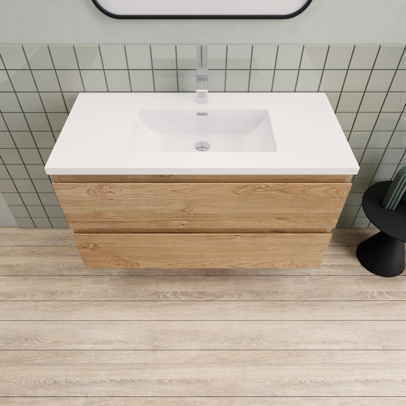 Alnwick 41.75'' Single Bathroom Vanity with Resin Top, New England Oak