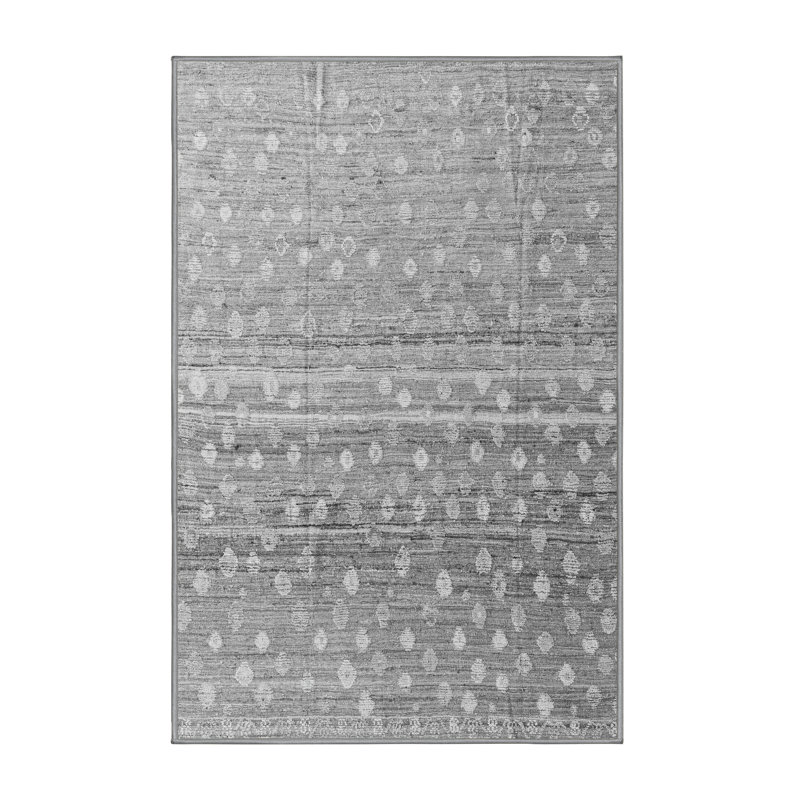 Tapis gris tissé à la machine Meritza, Rectangle 7 pi x 9 pi