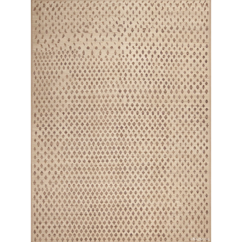 Tapis tribal moderne artistique ivoire / crème / brun clair One-of-a-Kind
