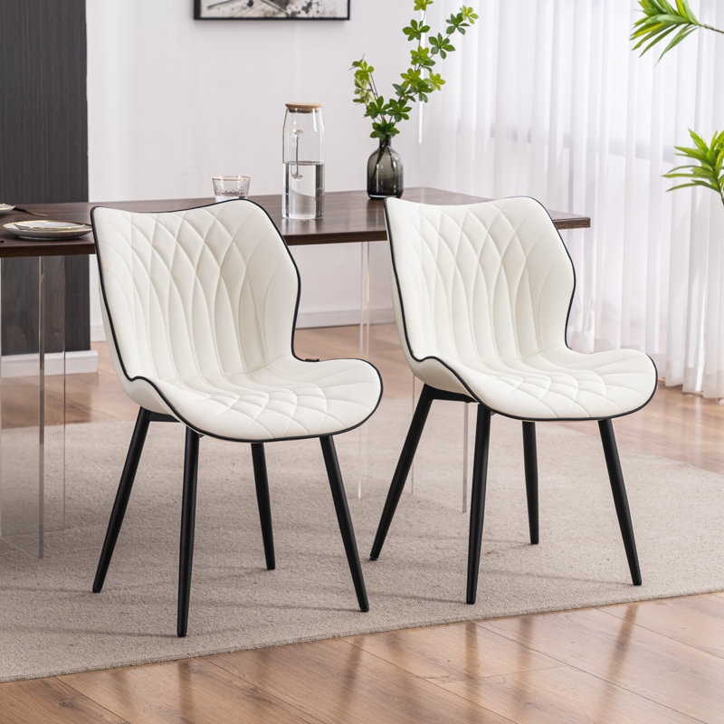 Chaise d'appoint rembourrée en similicuir avec structure en métal, Blanc