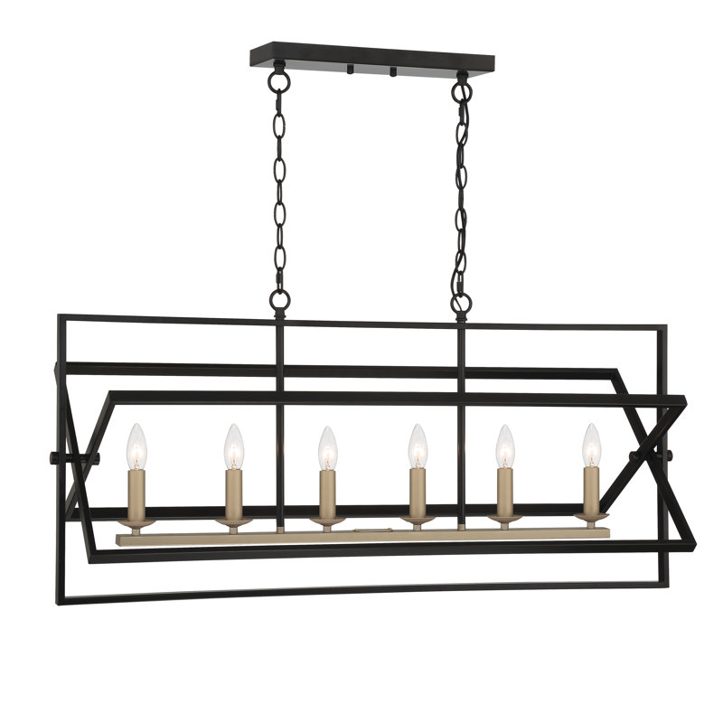 Luminaire suspendu linéaire à 6 lumières pour îlot de cuisine Athel