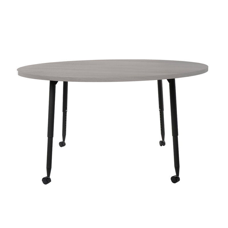 Adapte 48 Round Woodgrain Activity Table with Adjustable Tapered Legs, Pasadena Oak, Light Grey Wood/Black