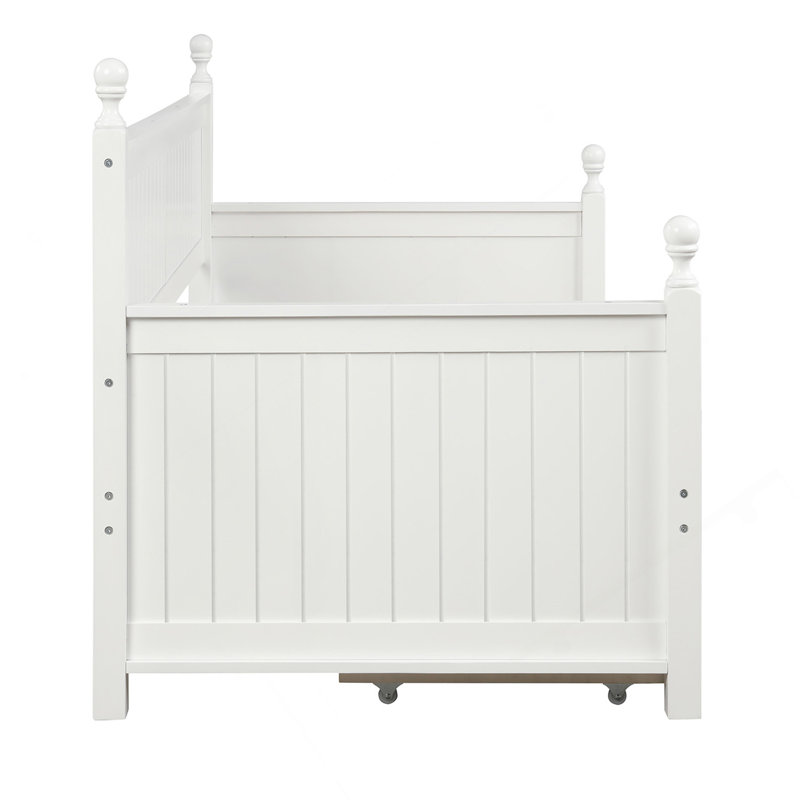 Lit de jour en bois avec trois tiroirs, lit de jour simple, sans sommier, blanc