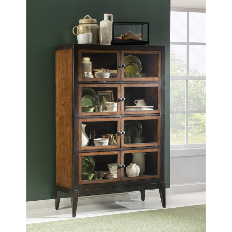 Vitrine (8 portes, 3 tablettes fixes en verre, éclairage DEL)
