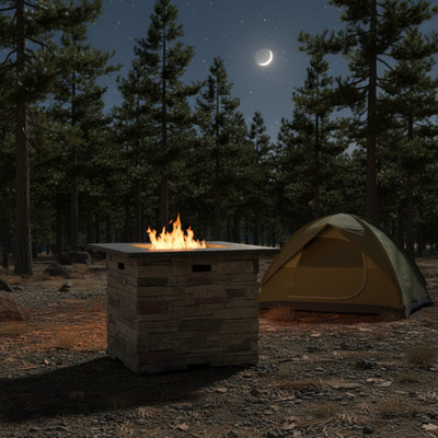 Square Fire Pit - Stone Finish (32-inch,  40000BTU)