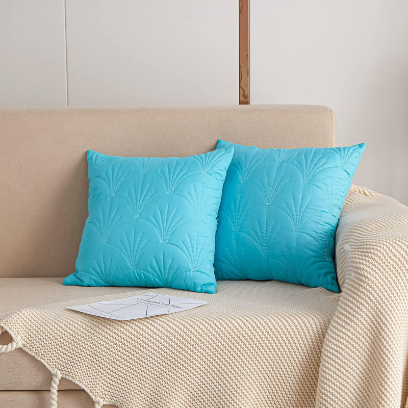 Housses de coussin matelassées (ensemble de 2), Bleu, H 18 po x l 18 po
