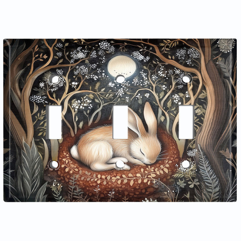 Couvercle de plaque d'interrupteur en métal; Bascule de la taille 3 US standard - Lapin endormi, Triple # 3