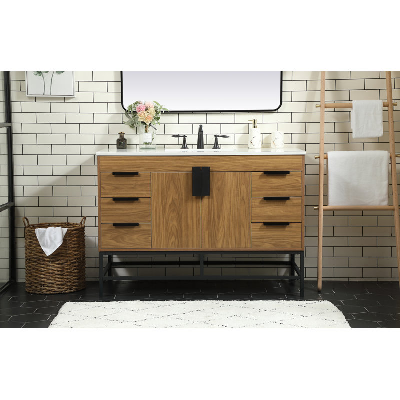 Ensemble de meuble-lavabo simple 48 po Eugene, Brun noyer