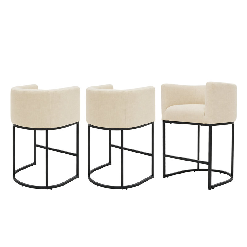 Tabouret de bar 27 po à hauteur de comptoir, tabouret de comptoir rembourré avec structure en métal, Noir, Chameau