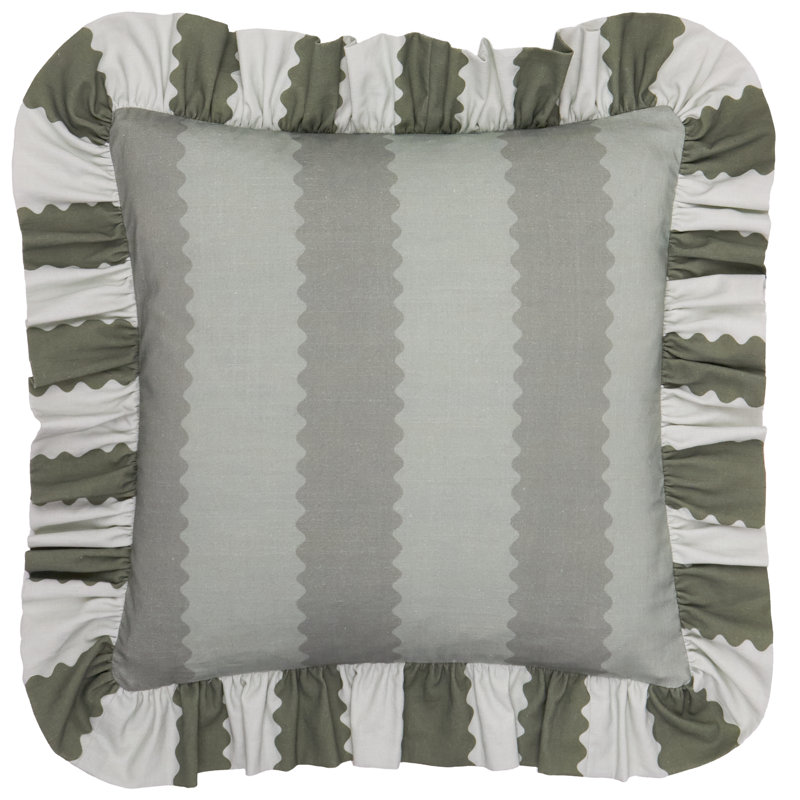 Striped Square Cushion, Feather, Green