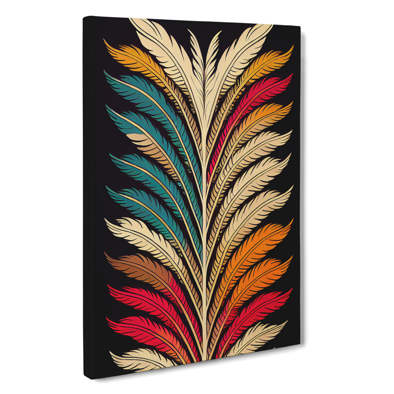 XC1022-3795X Retro Feathers No.3 - Wrapped Canvas Print, 50cm H x 35cm W x 3cm D