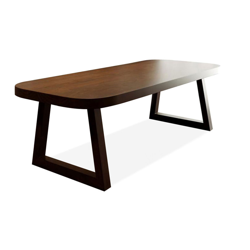 Nut-brown Rectangular Solid Wood Dining Table, 29.53"H x 86.61"L x 35.43"W