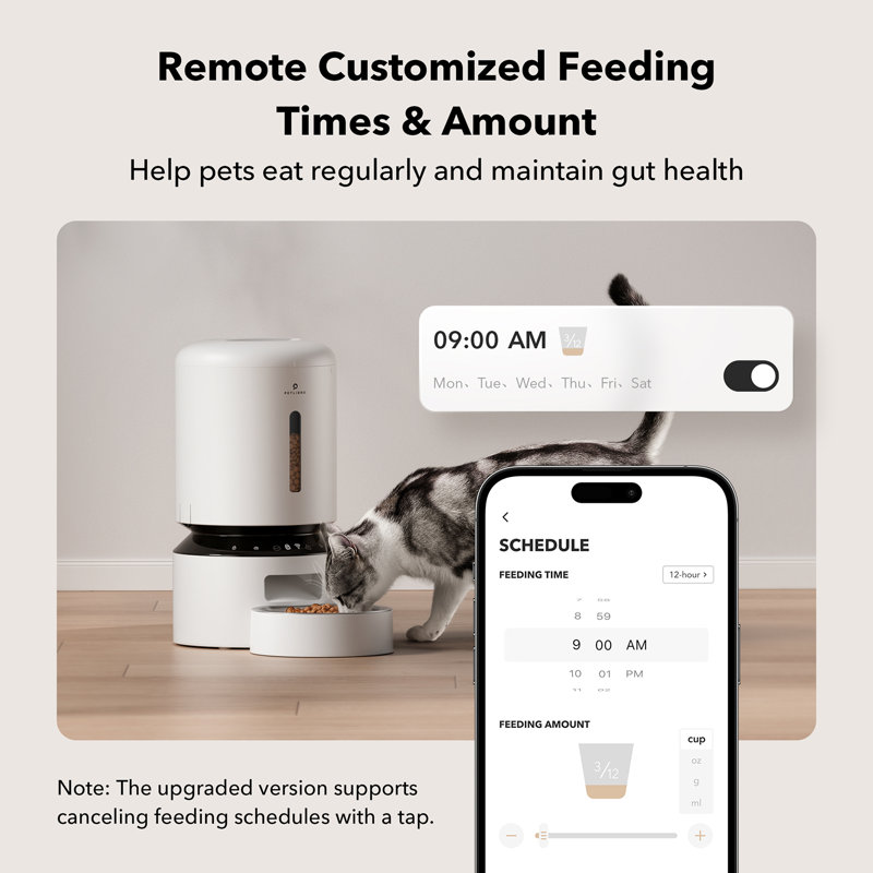 White Stainless Steel WiFi Automatic Pet Feeder with Single Bowl