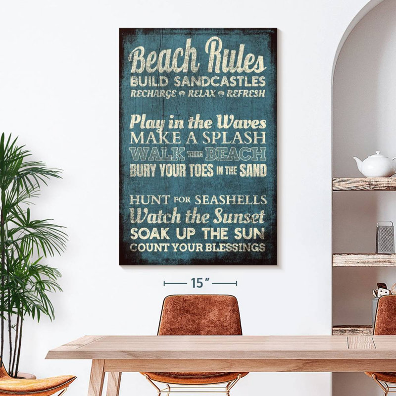 " Beach Rules " by Charles B, 48" H x 32" W x 1.25" D