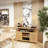 Natural Bamboo Storage Cabinet, [Width] Wide 2-Door Sideboard with Combination Open and Closed Shelving