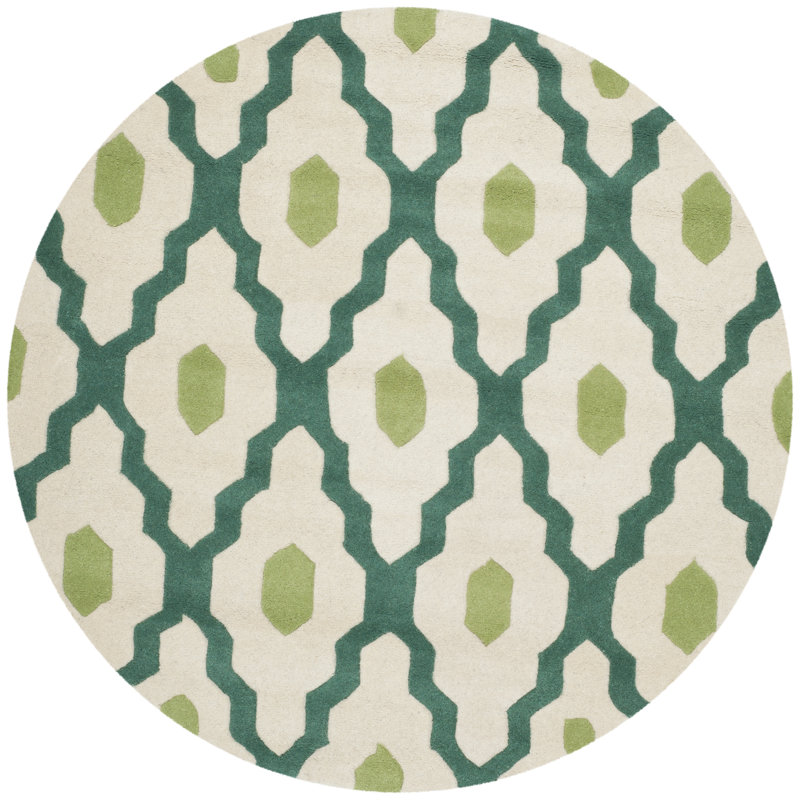 Carolene Hand Tufted Wool Geometric Rug, Round 5'
