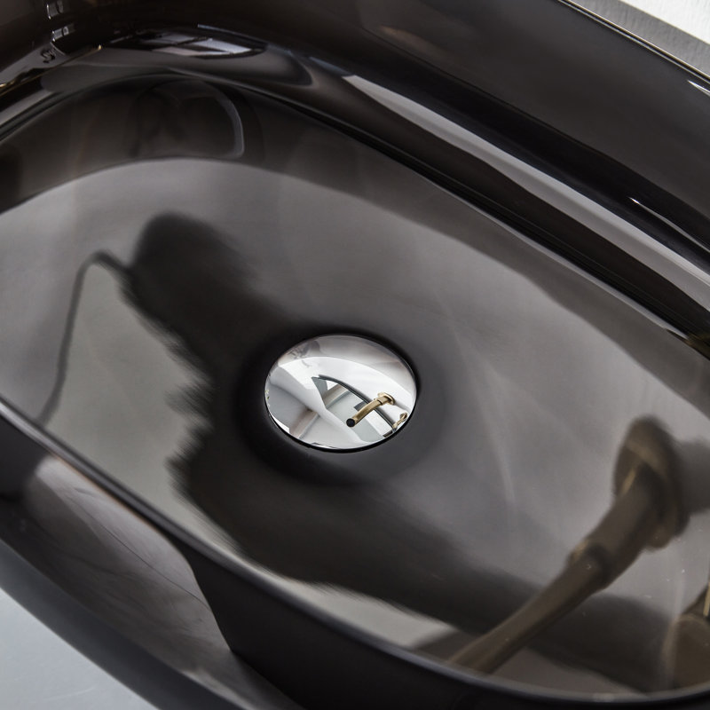 Pensen 23" x 15" Oval Transparent Resin Vessel Bathroom Sink, Black