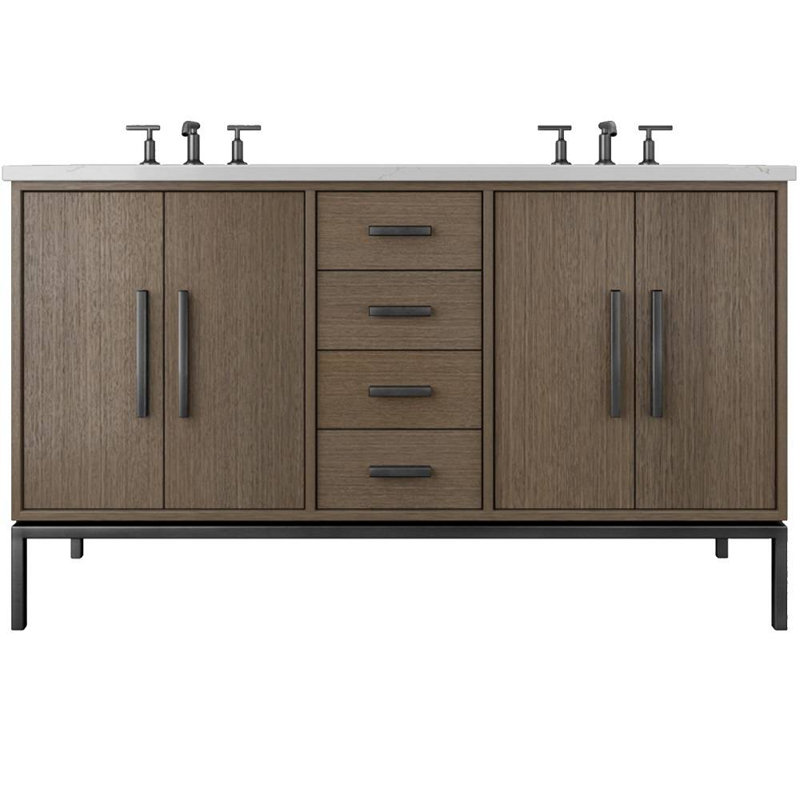 Rift White Oak Double Bath Vanity, 72", Smoked Modern, Matte Black