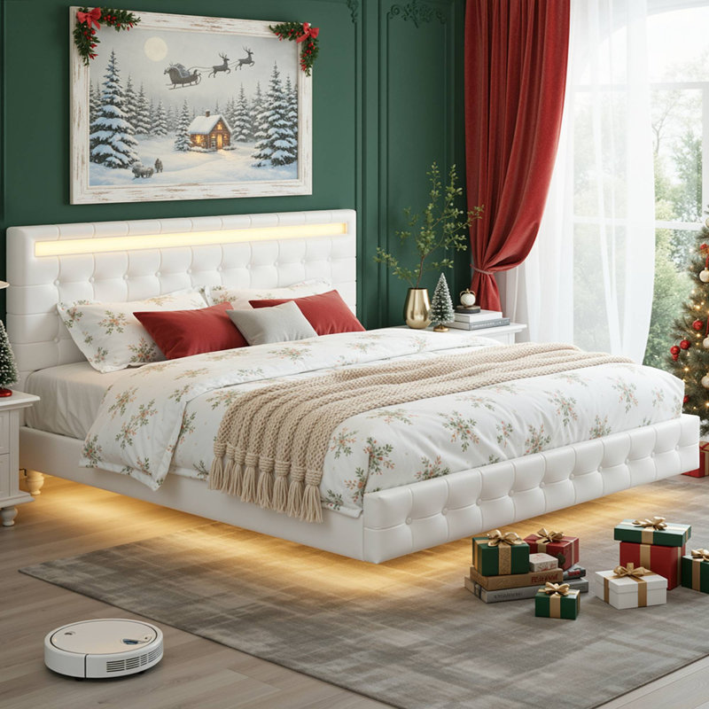 Bocar Standard Platform Bed, White, King